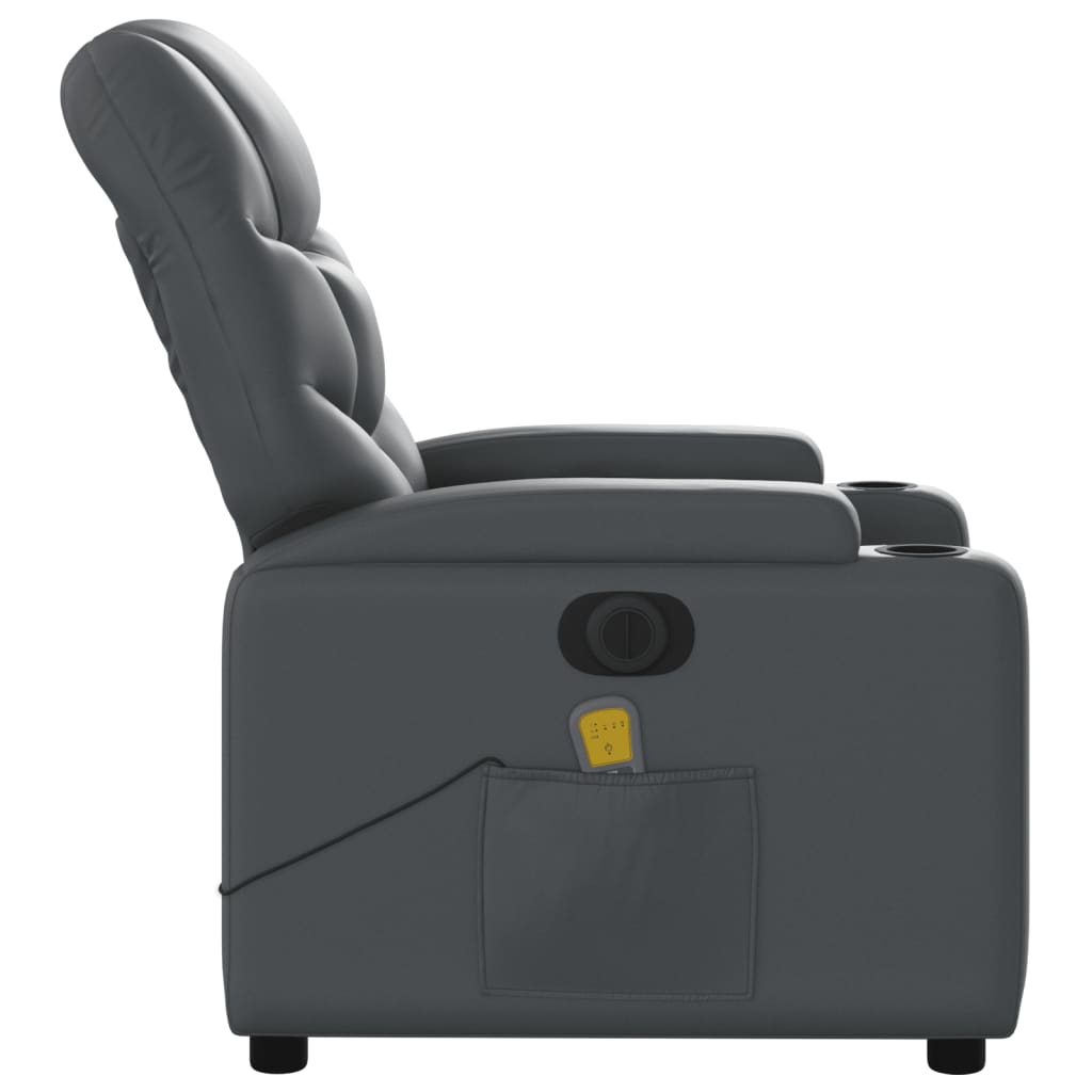 vidaXL Sillón de masaje reclinable eléctrico cuero sintético gris