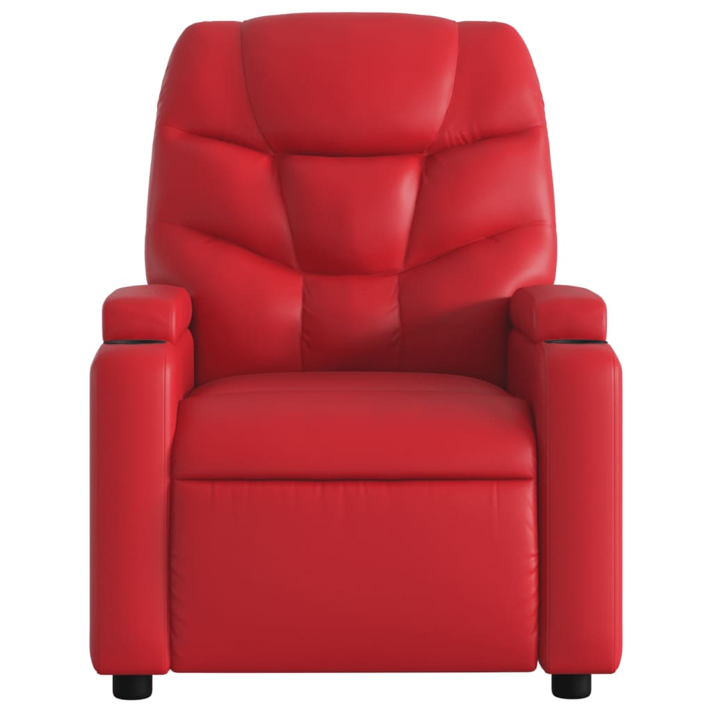 vidaXL Sillón de masaje reclinable eléctrico de cuero artificial rojo