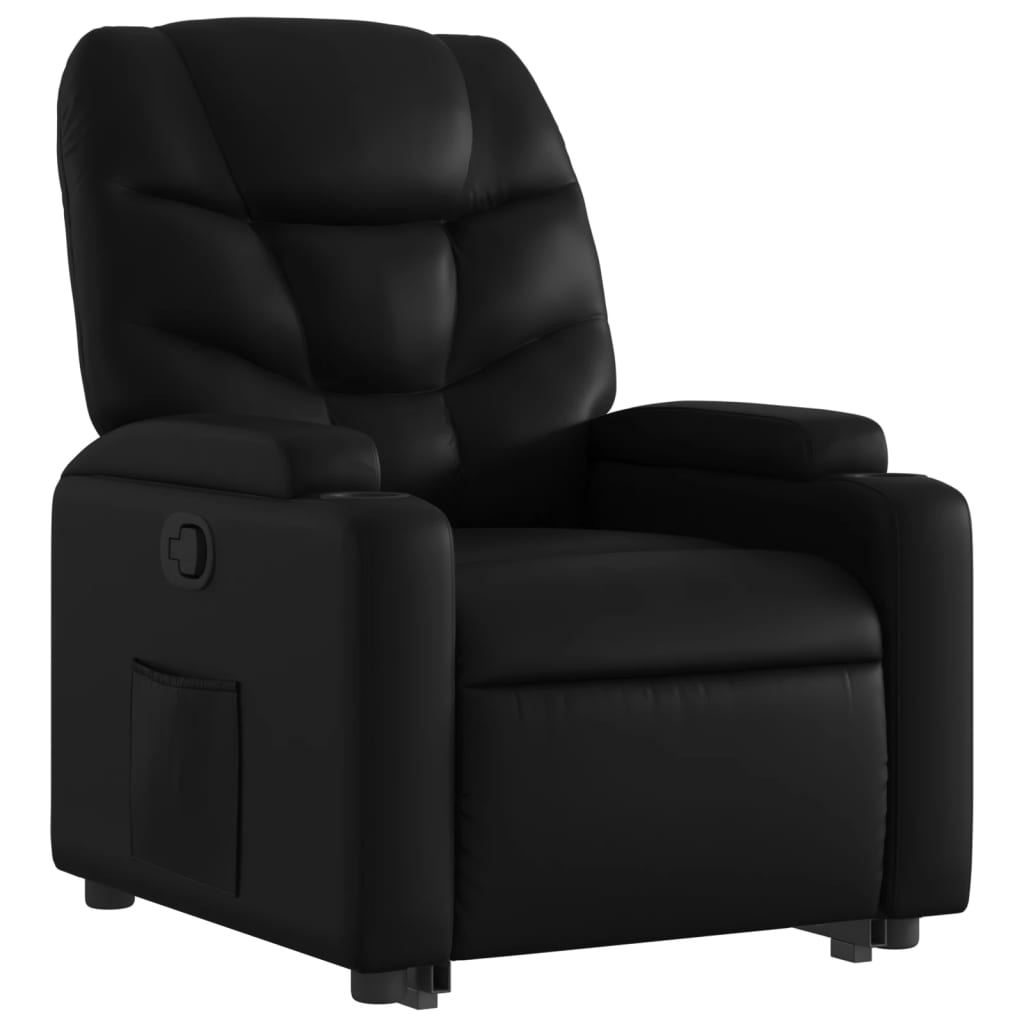 vidaXL Sillón reclinable elevable cuero artificial negro