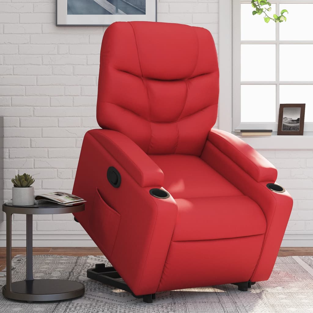 vidaXL Sillón reclinable elevable cuero artificial rojo