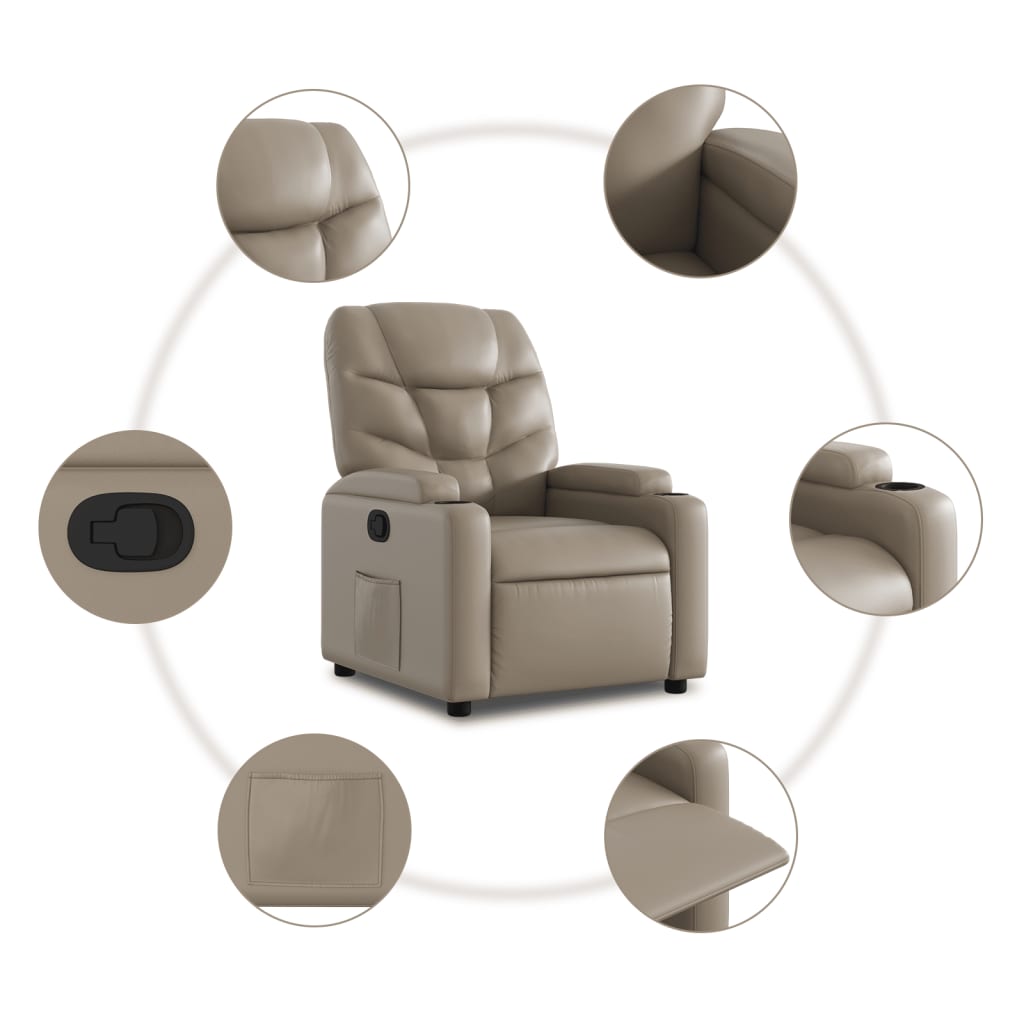 vidaXL Sillón reclinable elevable cuero artificial color capuchino