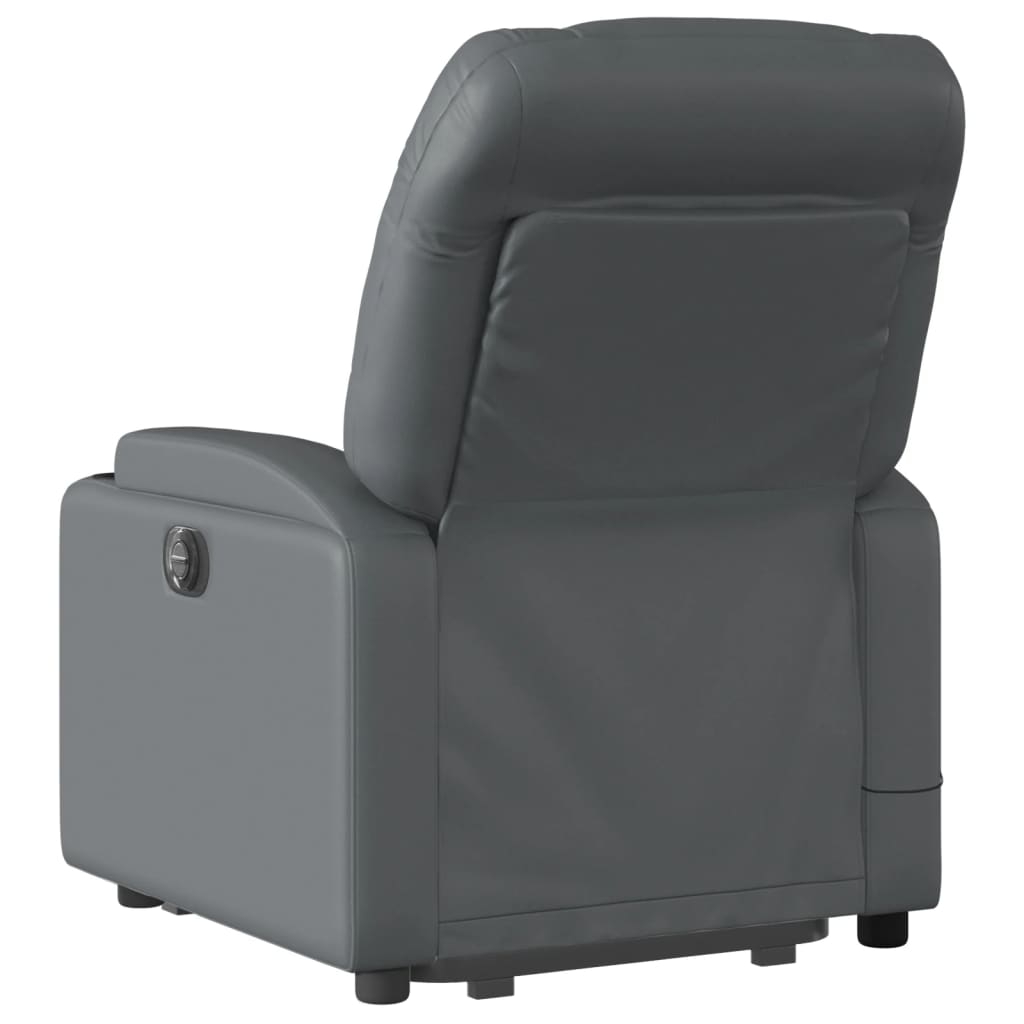 vidaXL Sillón reclinable de masaje de pie cuero artificial gris