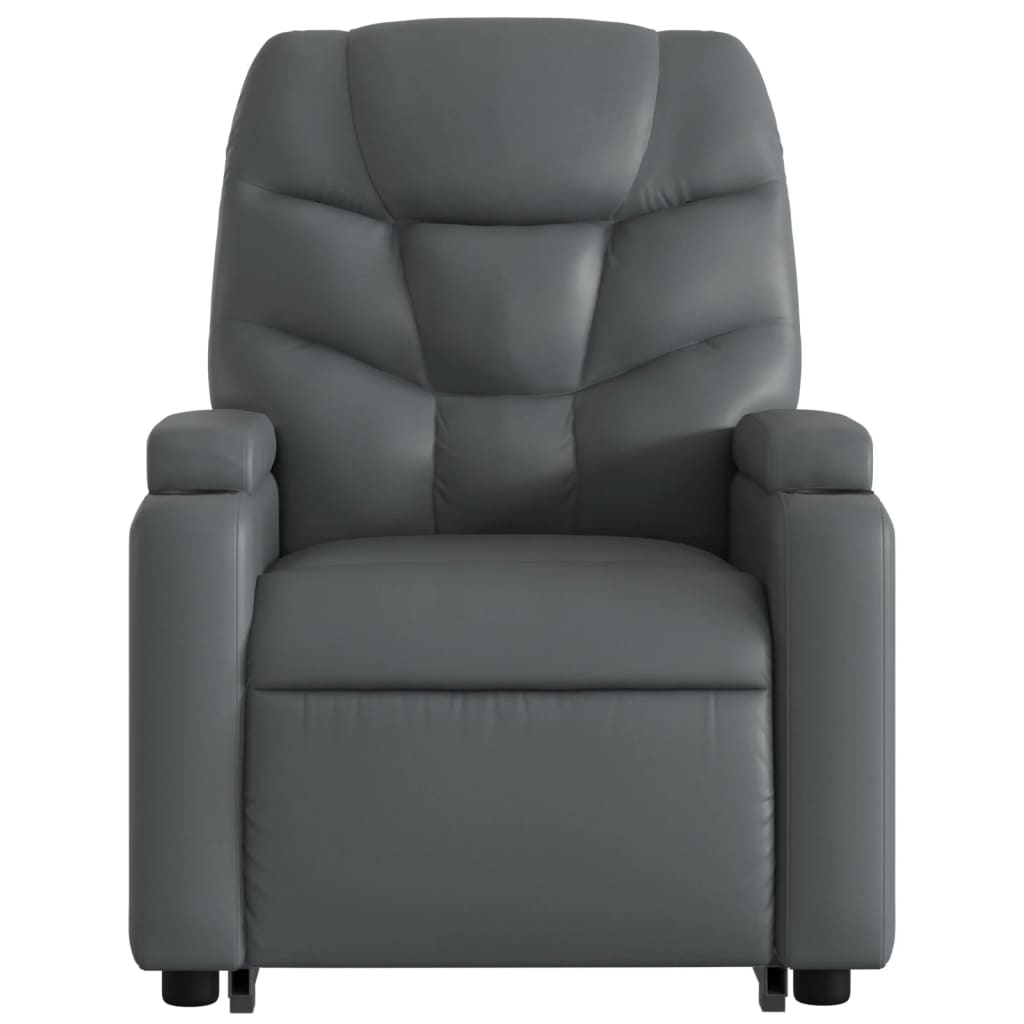 vidaXL Sillón reclinable de masaje de pie cuero artificial gris