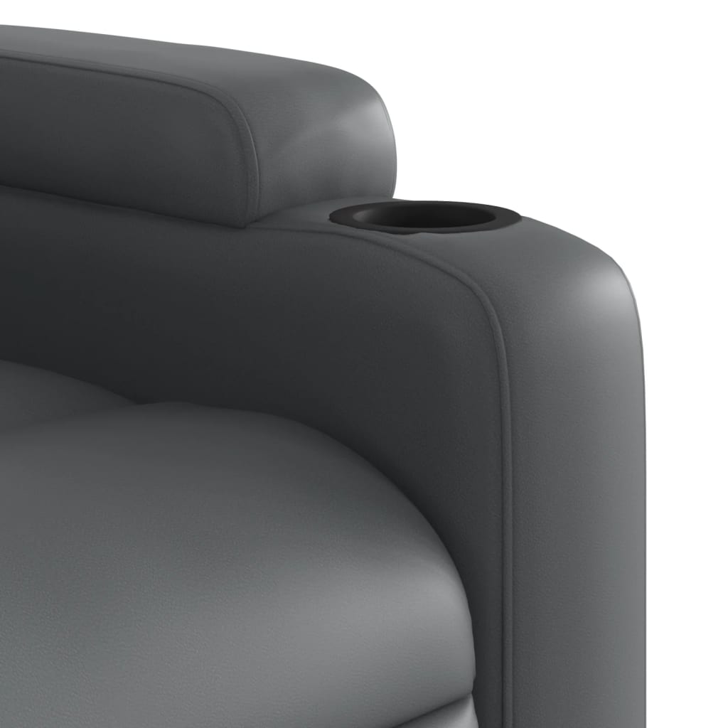 vidaXL Sillón reclinable de masaje de pie cuero artificial gris