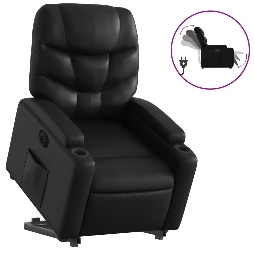 vidaXL Sillón reclinable y elevable eléctrico cuero sintético negro