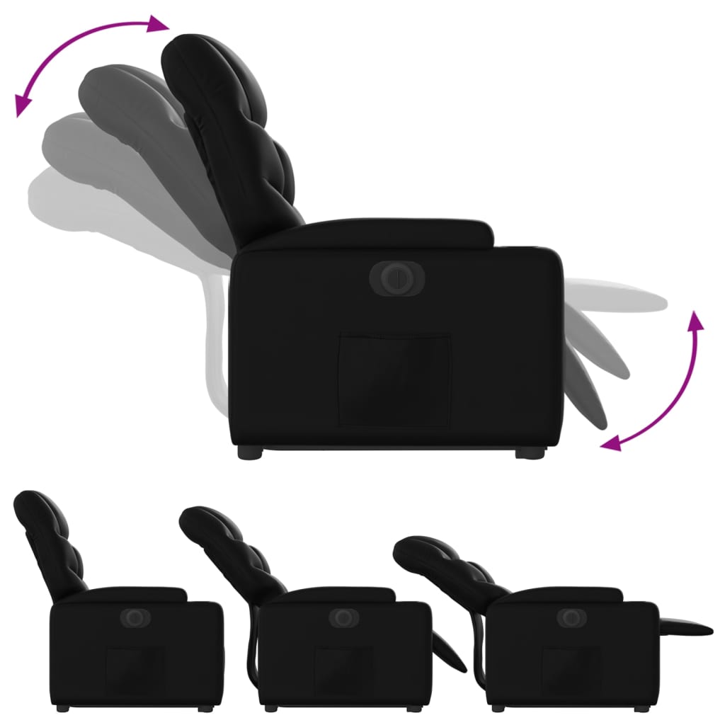 vidaXL Sillón reclinable y elevable eléctrico cuero sintético negro