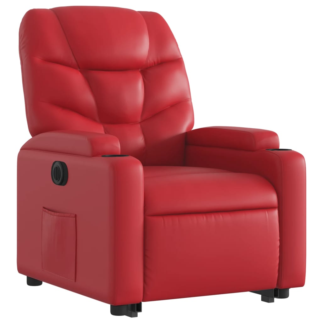 vidaXL Sillón elevable eléctrico cuero artificial rojo