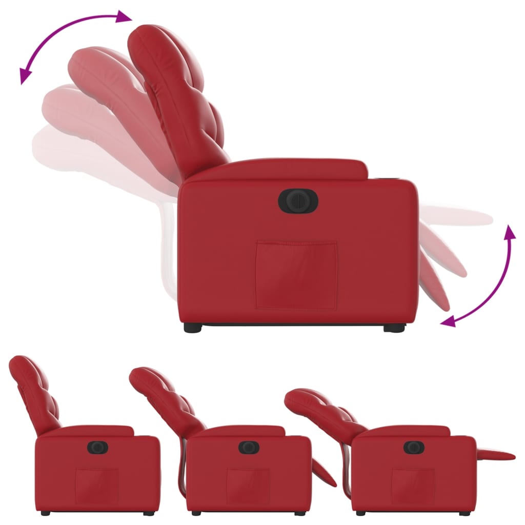 vidaXL Sillón elevable eléctrico cuero artificial rojo