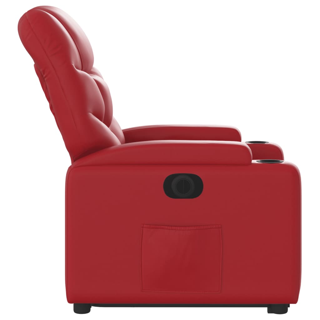 vidaXL Sillón elevable eléctrico cuero artificial rojo