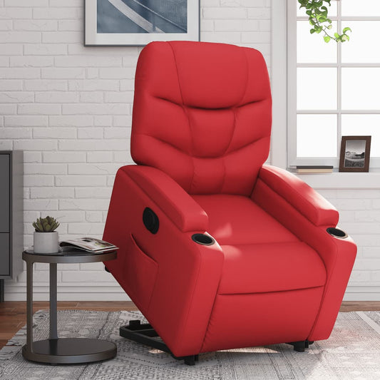 vidaXL Sillón elevable eléctrico cuero artificial rojo