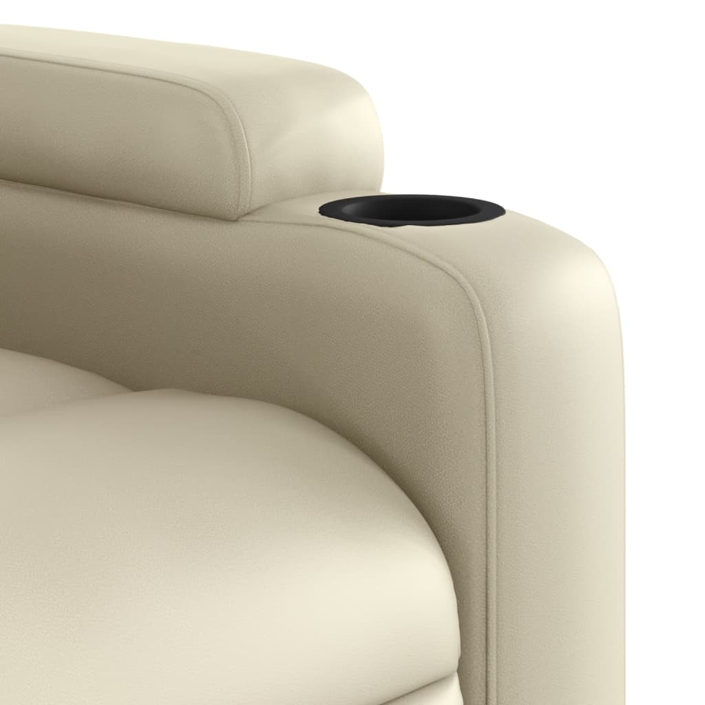 vidaXL Sillón de masaje elevable eléctrico cuero sintético crema