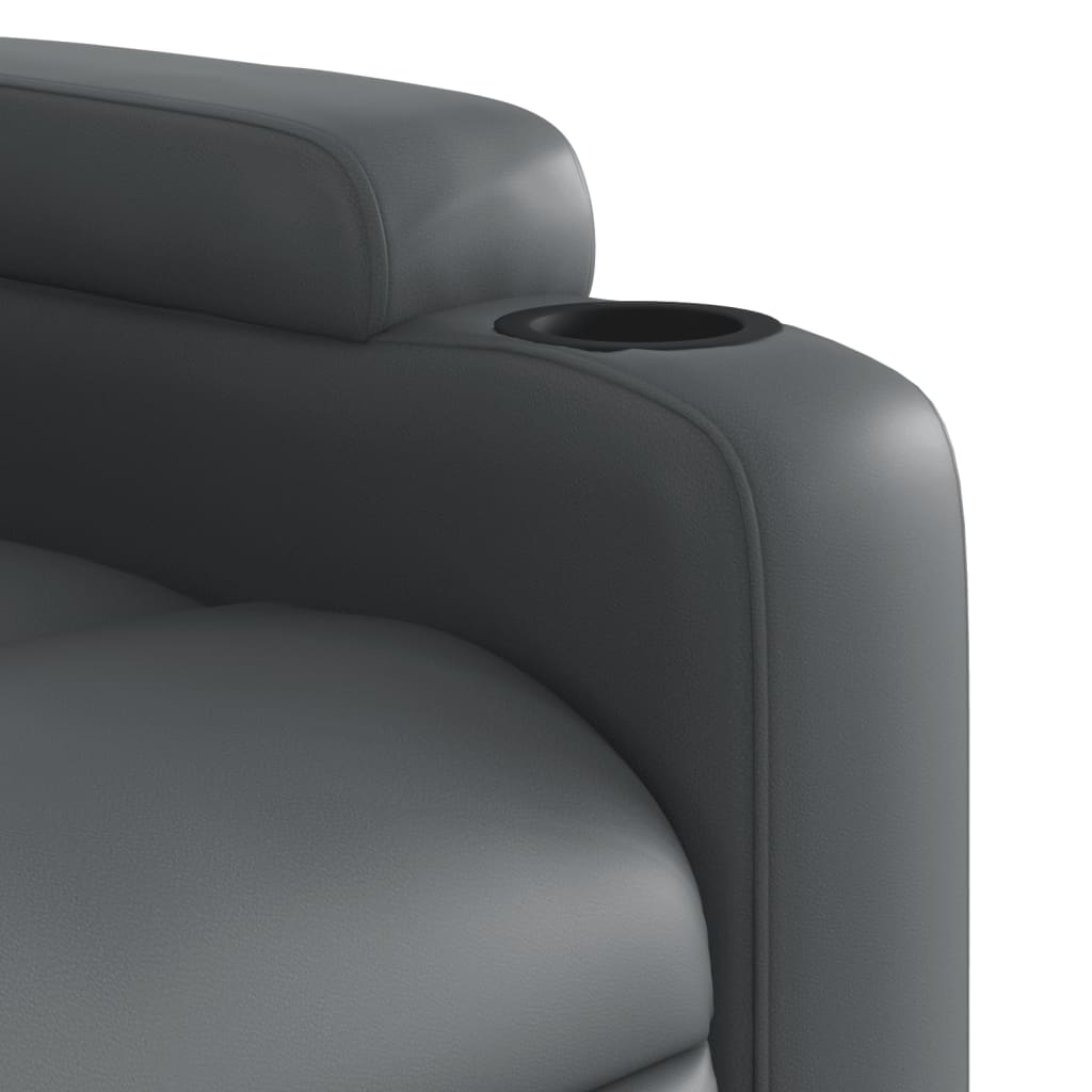 vidaXL Sillón de masaje elevable eléctrico cuero sintético gris