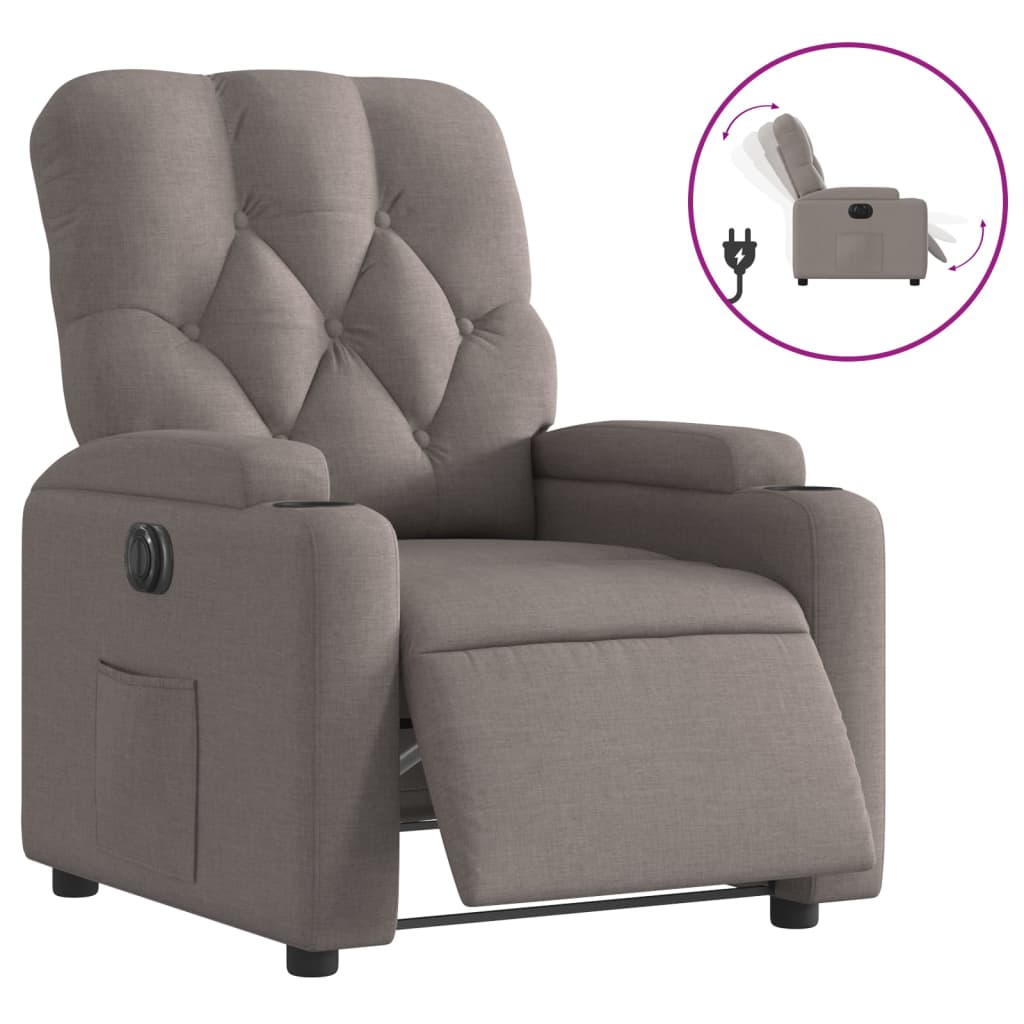 vidaXL Sillón reclinable eléctrico tela gris taupé