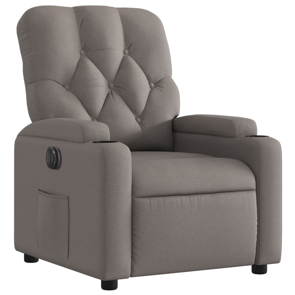 vidaXL Sillón reclinable eléctrico tela gris taupé