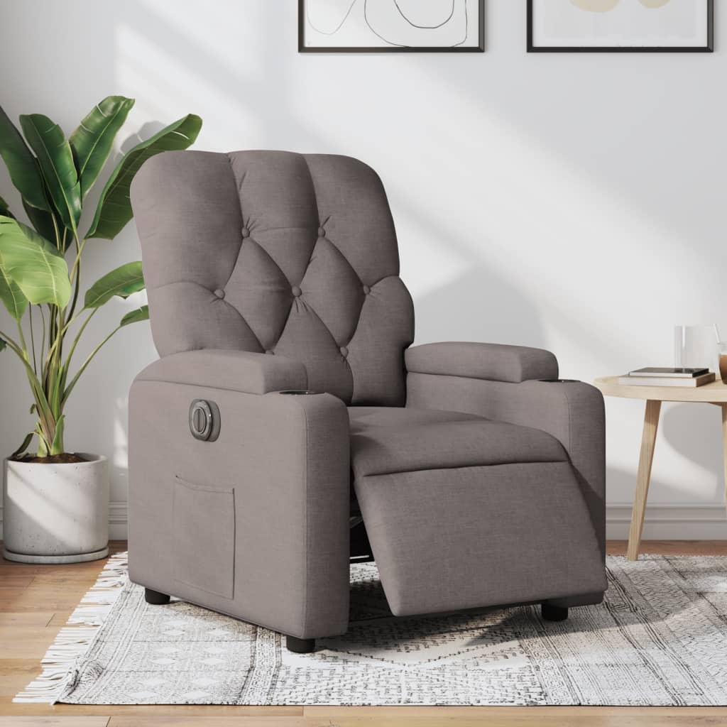 vidaXL Sillón reclinable eléctrico tela gris taupé