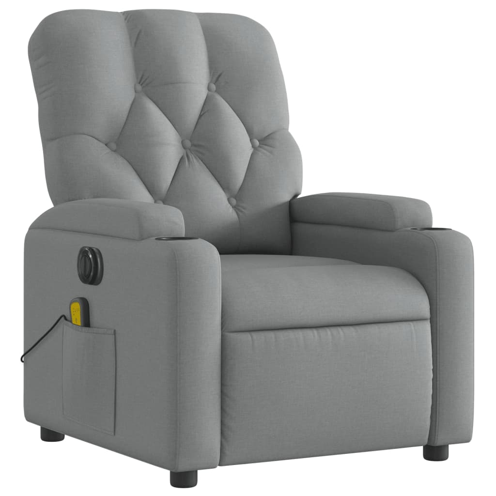 vidaXL Sillón reclinable de masaje eléctrico tela gris claro