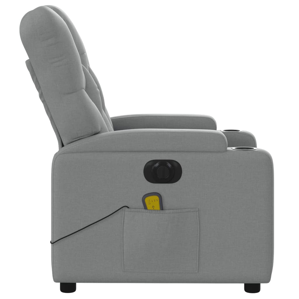 vidaXL Sillón reclinable de masaje eléctrico tela gris claro