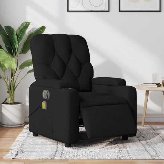 vidaXL Sillón reclinable de masaje eléctrico tela negro