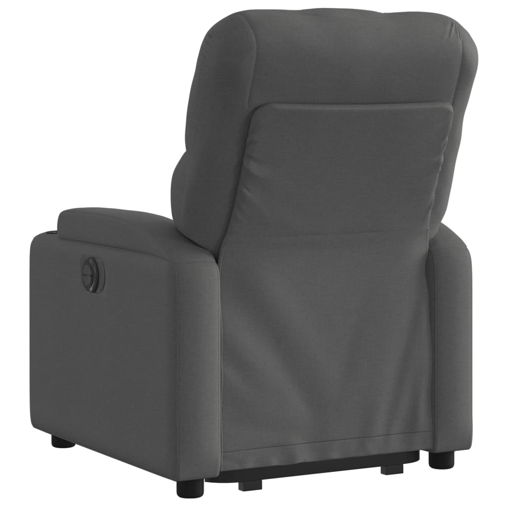 vidaXL Sillón reclinable elevable de tela gris oscuro