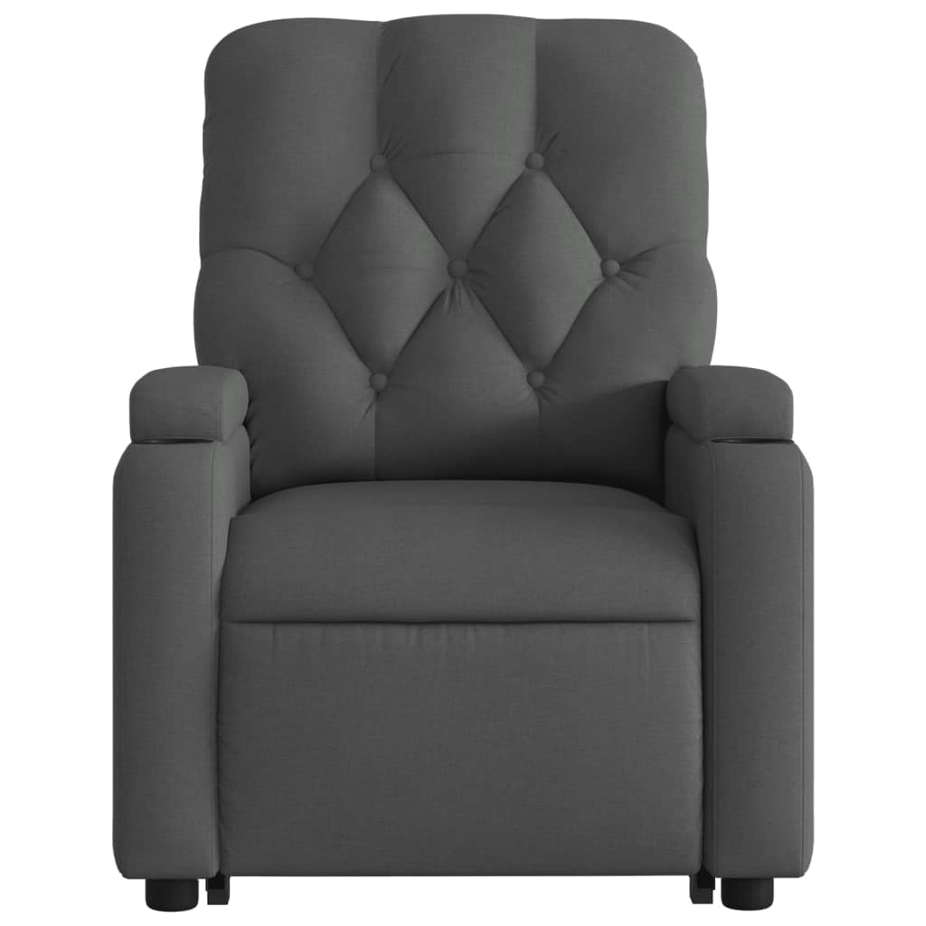 vidaXL Sillón reclinable elevable de tela gris oscuro