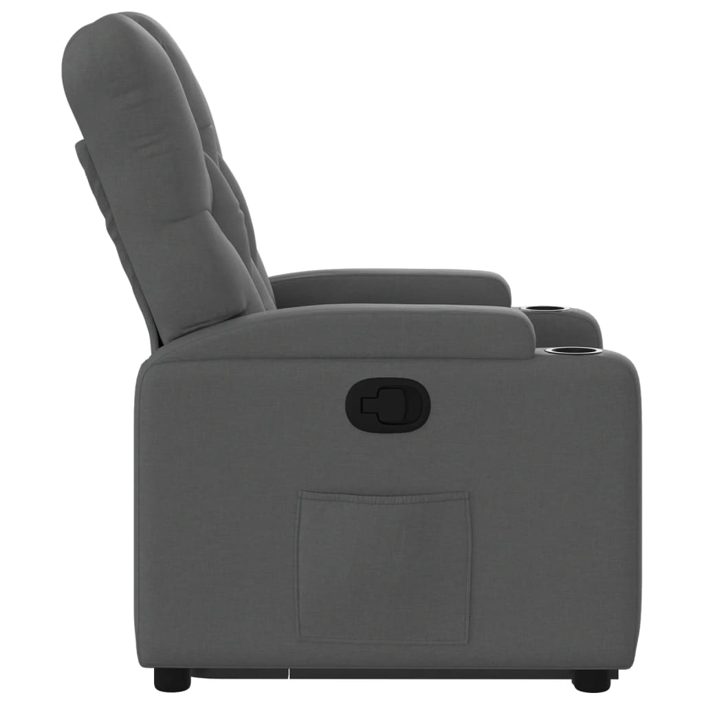 vidaXL Sillón reclinable elevable de tela gris oscuro