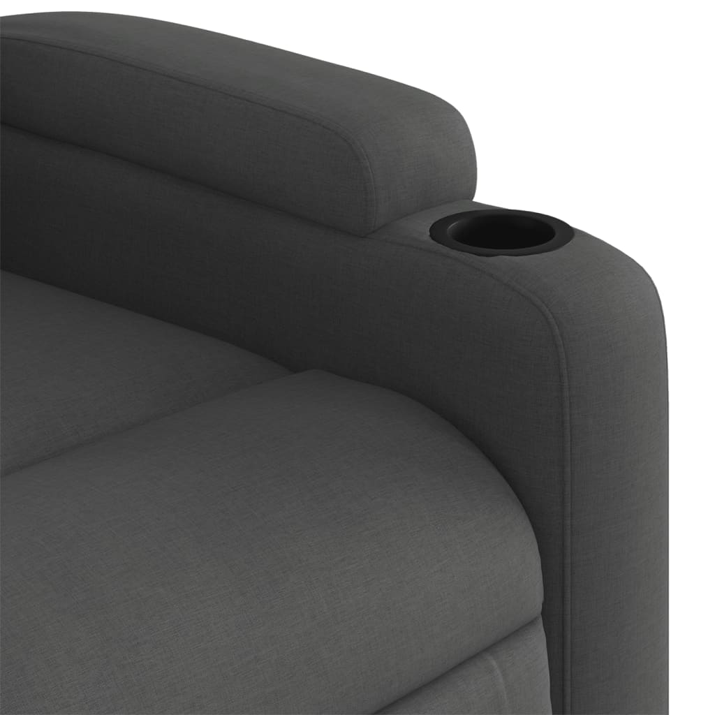 vidaXL Sillón reclinable elevable de tela gris oscuro