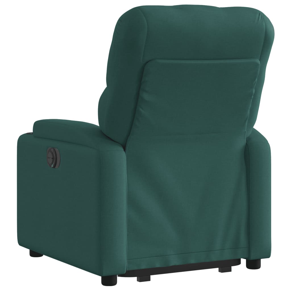 vidaXL Sillón reclinable elevable tela verde oscuro