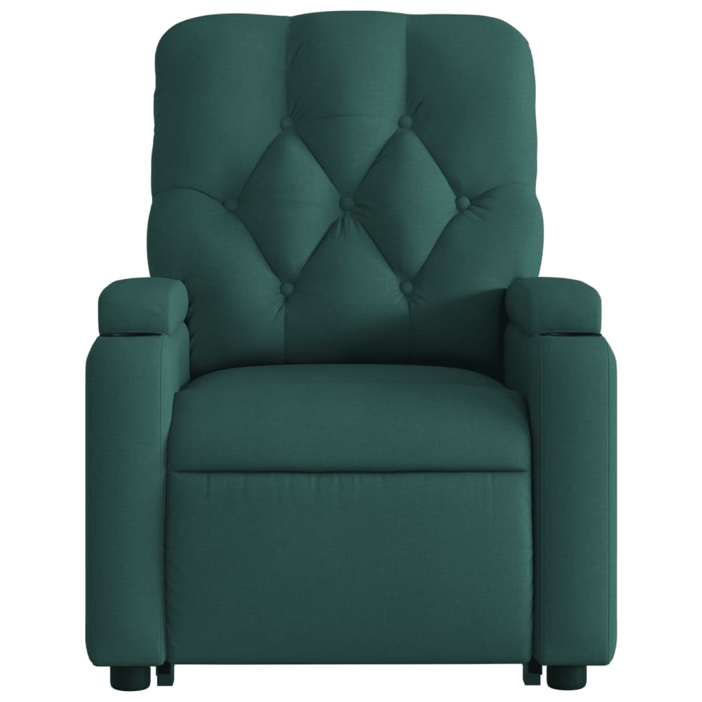 vidaXL Sillón reclinable elevable tela verde oscuro