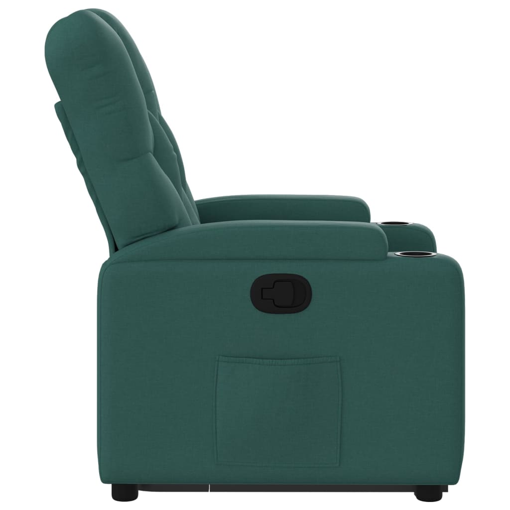 vidaXL Sillón reclinable elevable tela verde oscuro