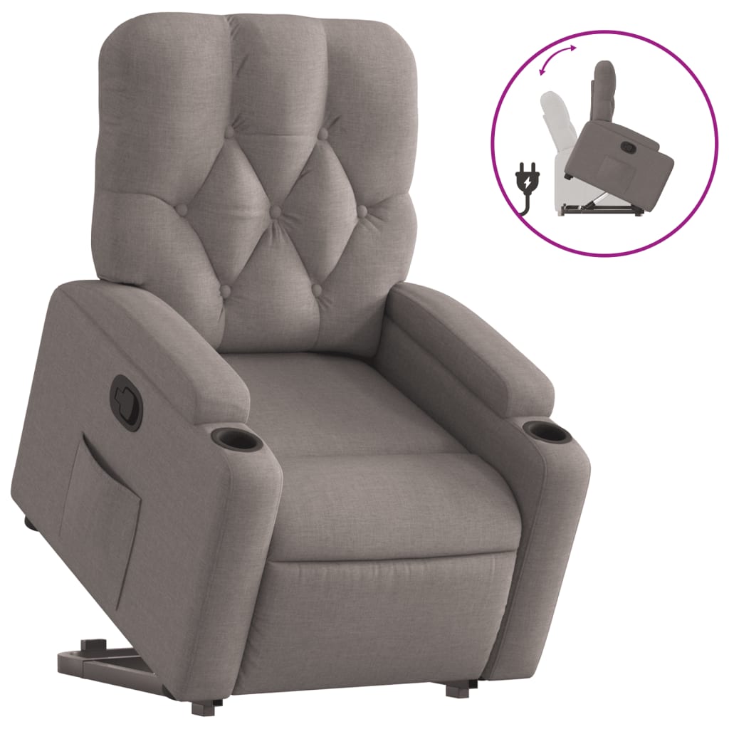 vidaXL Sillón reclinable elevable tela gris taupe