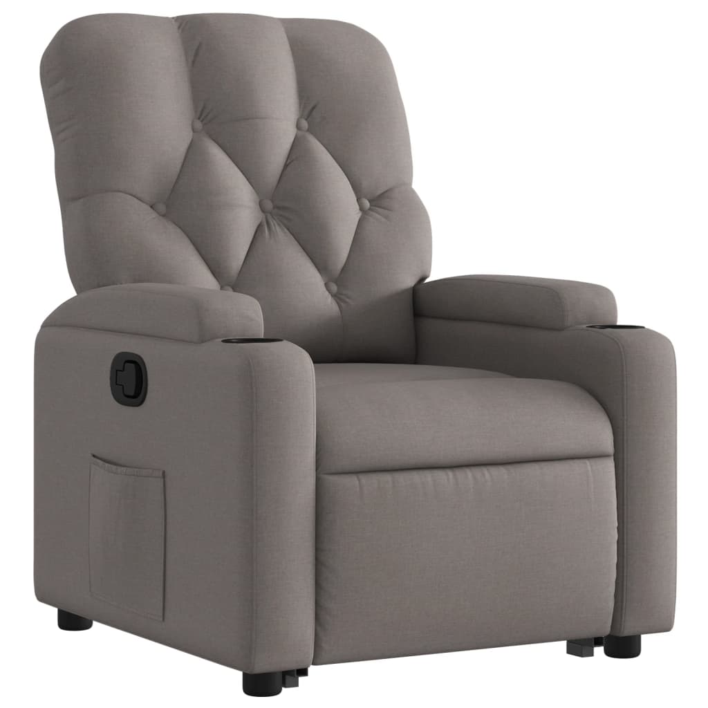 vidaXL Sillón reclinable elevable tela gris taupe