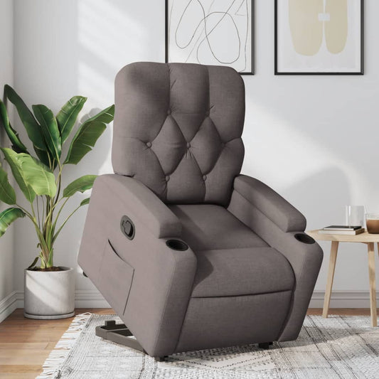 vidaXL Sillón reclinable elevable tela gris taupe