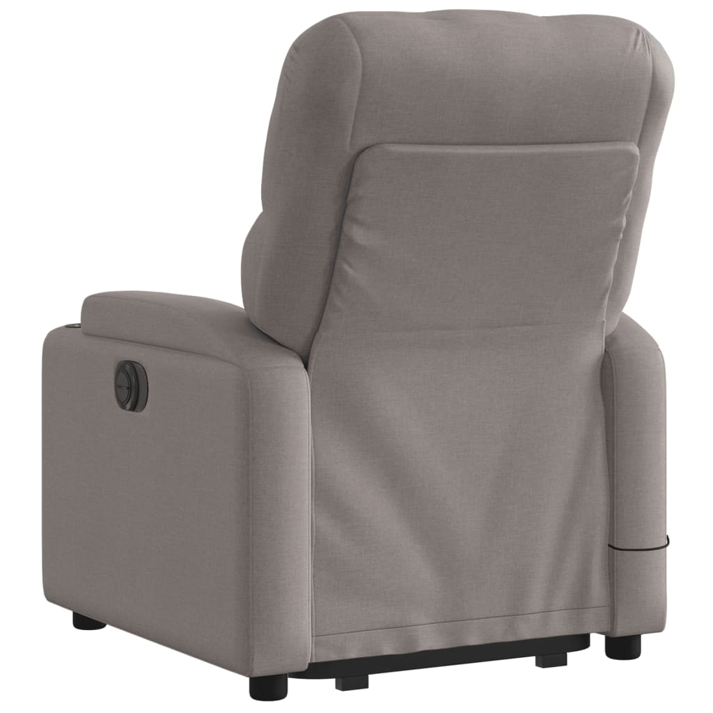 vidaXL Sillón reclinable de masaje elevable tela gris taupé