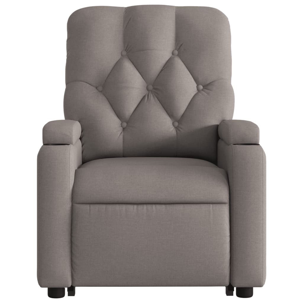 vidaXL Sillón reclinable de masaje elevable tela gris taupé