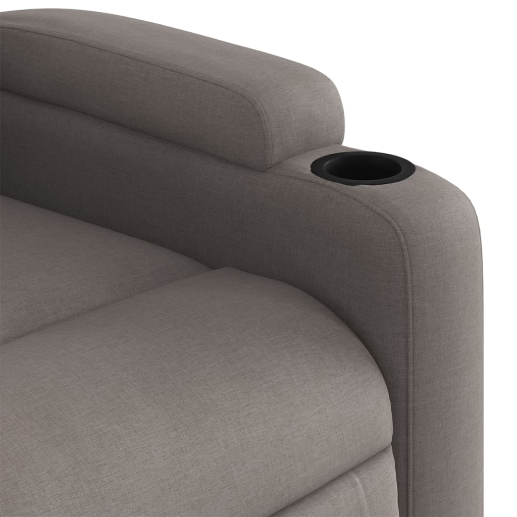 vidaXL Sillón reclinable de masaje elevable tela gris taupé