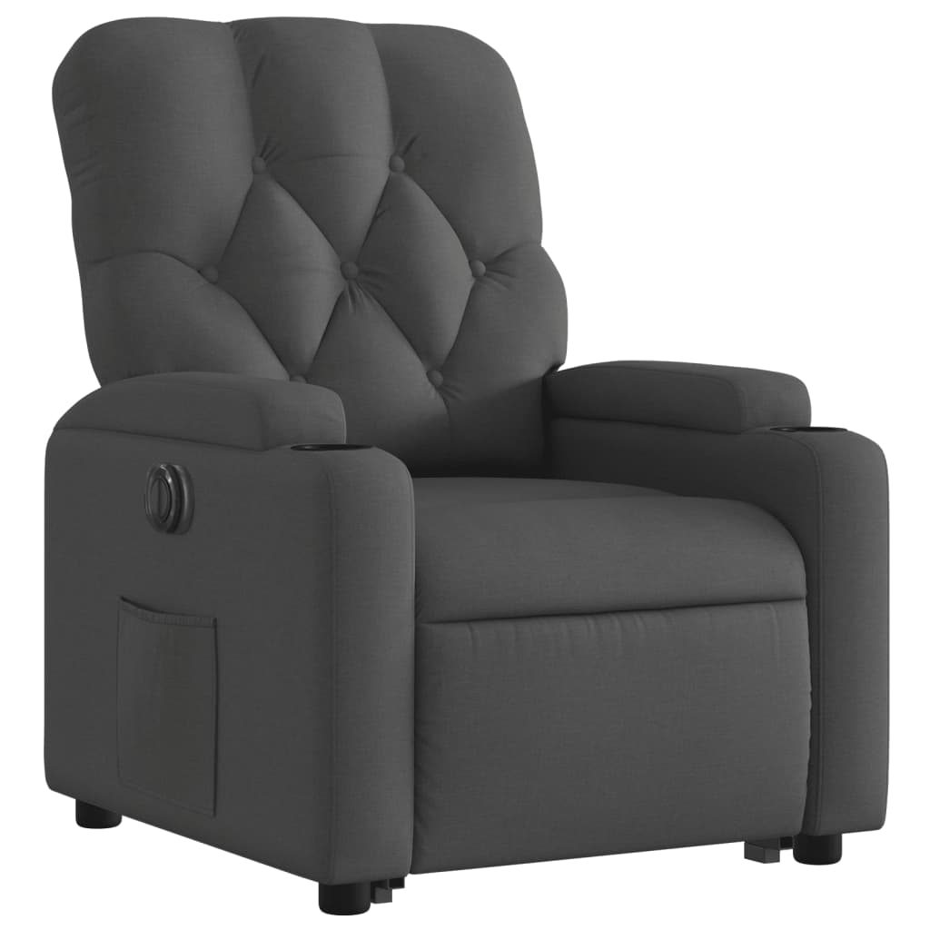 vidaXL Sillón eléctrico reclinable elevable de tela gris oscuro