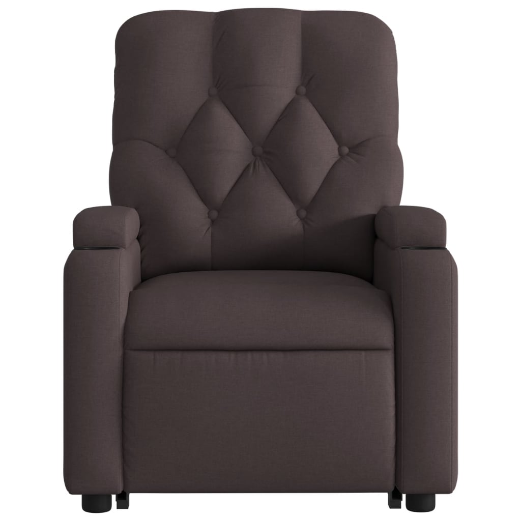 vidaXL Sillón eléctrico reclinable elevable de tela marrón oscuro