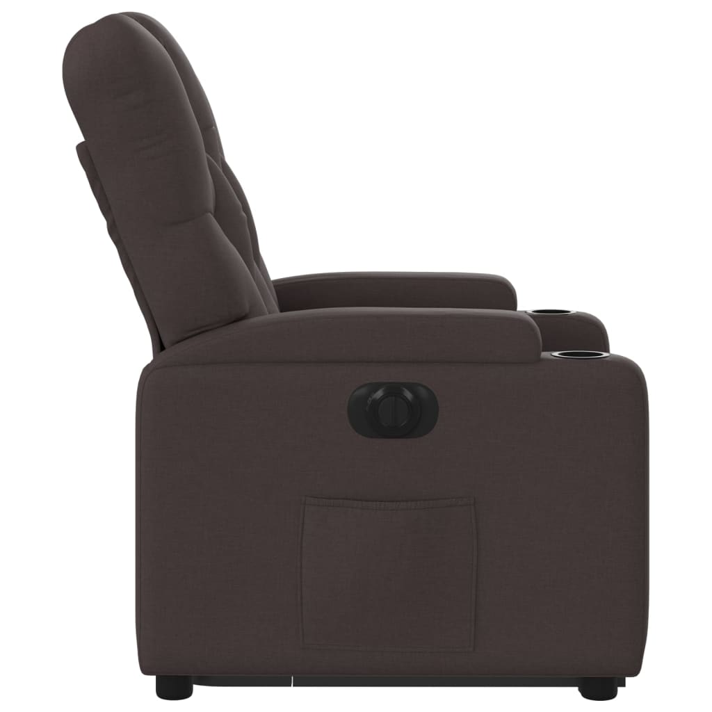 vidaXL Sillón eléctrico reclinable elevable de tela marrón oscuro