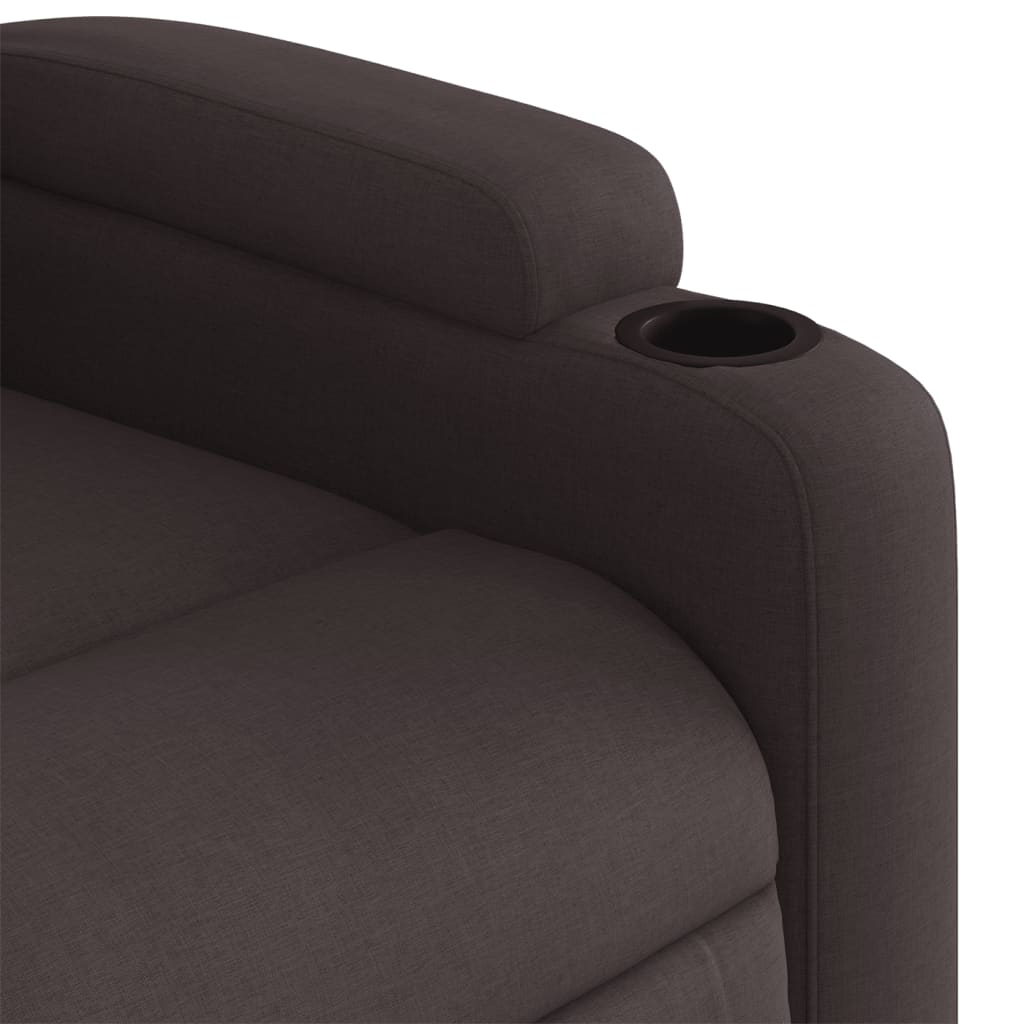 vidaXL Sillón eléctrico reclinable elevable de tela marrón oscuro