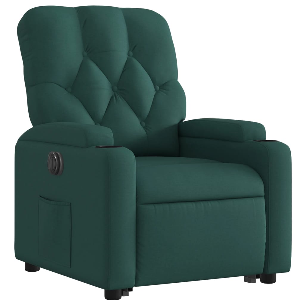 vidaXL Sillón eléctrico reclinable elevable de tela verde oscuro