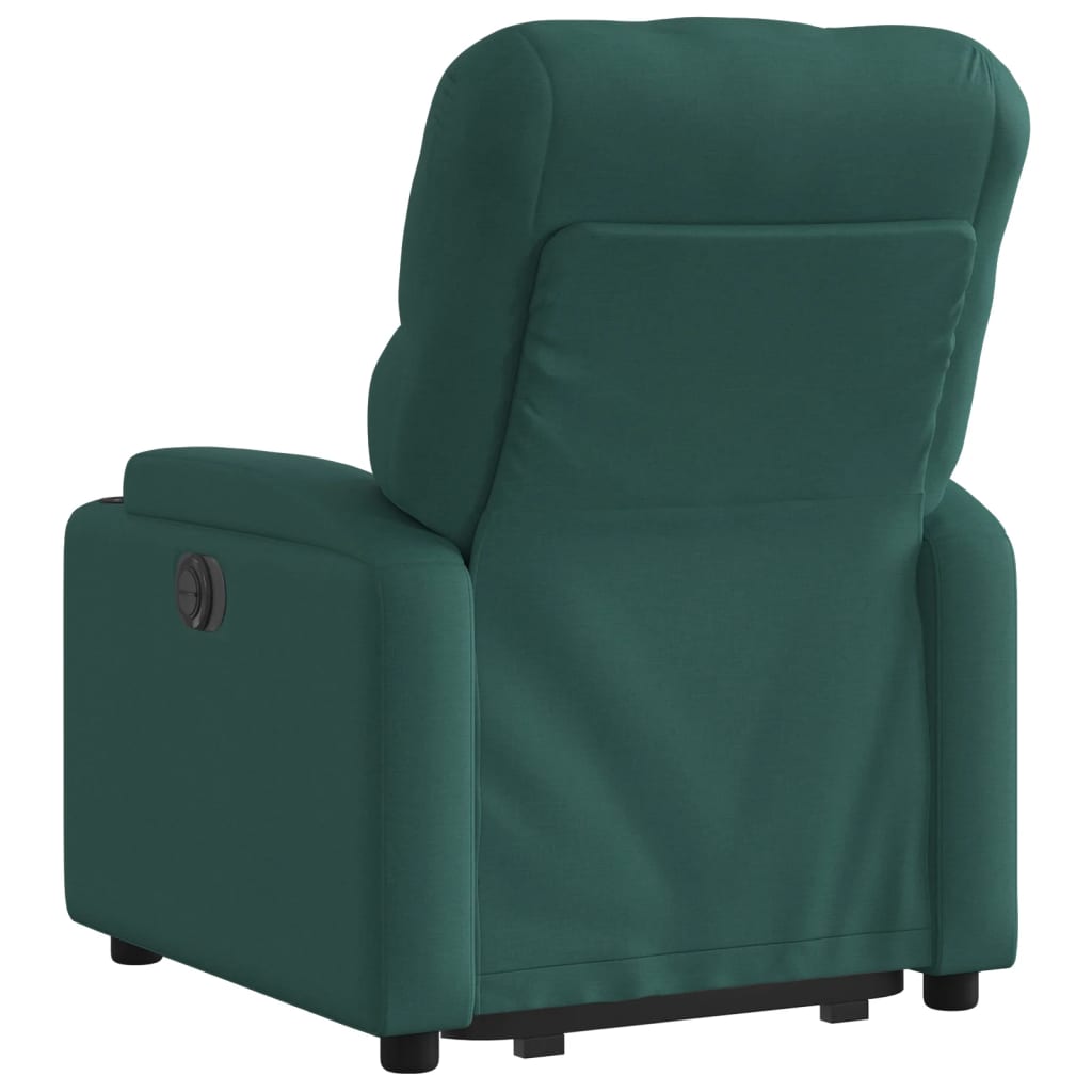 vidaXL Sillón eléctrico reclinable elevable de tela verde oscuro