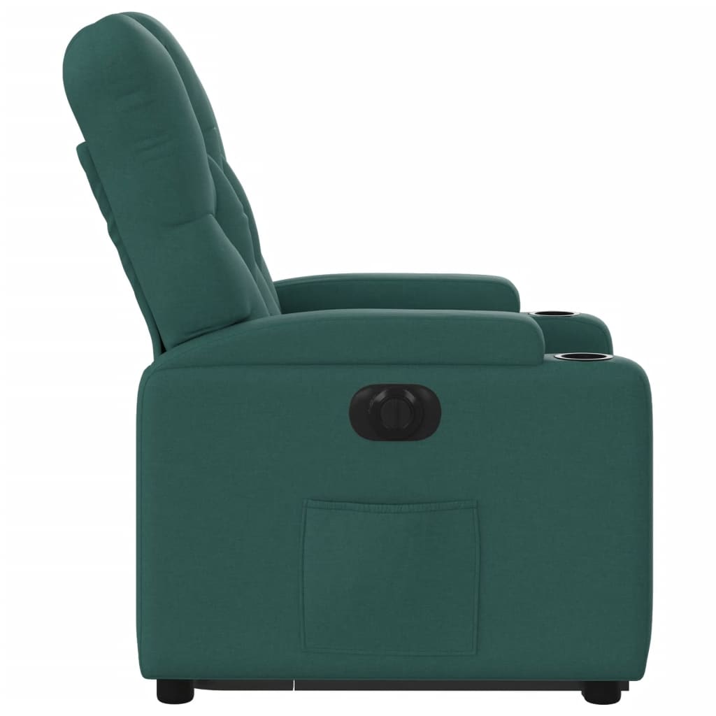 vidaXL Sillón eléctrico reclinable elevable de tela verde oscuro