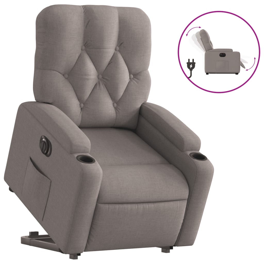 vidaXL Sillón eléctrico reclinable elevable de tela gris taupe