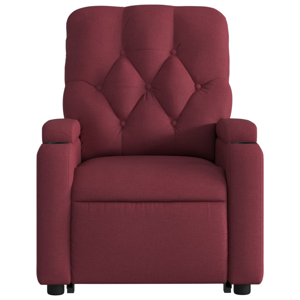 vidaXL Sillón de masaje elevable eléctrico tela rojo tinto