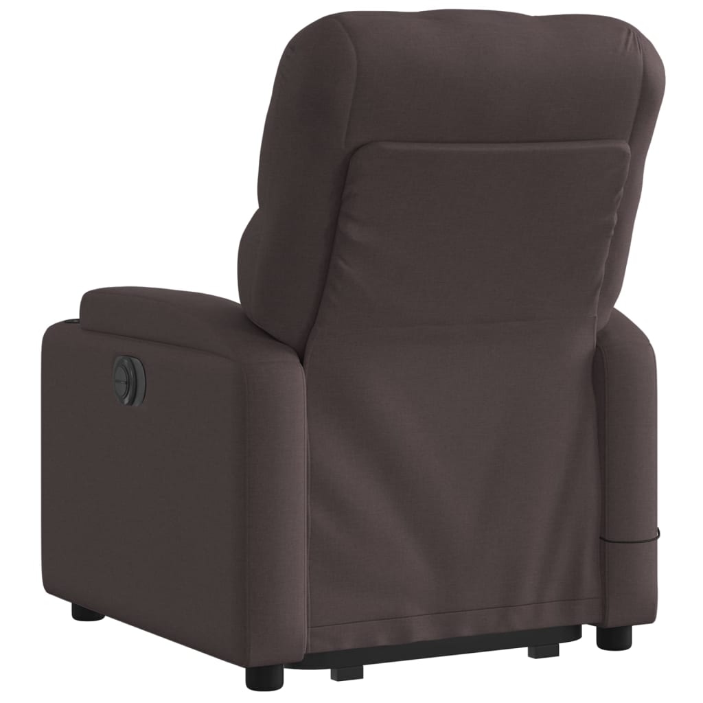 vidaXL Sillón masaje eléctrico reclinable elevable tela marrón oscuro