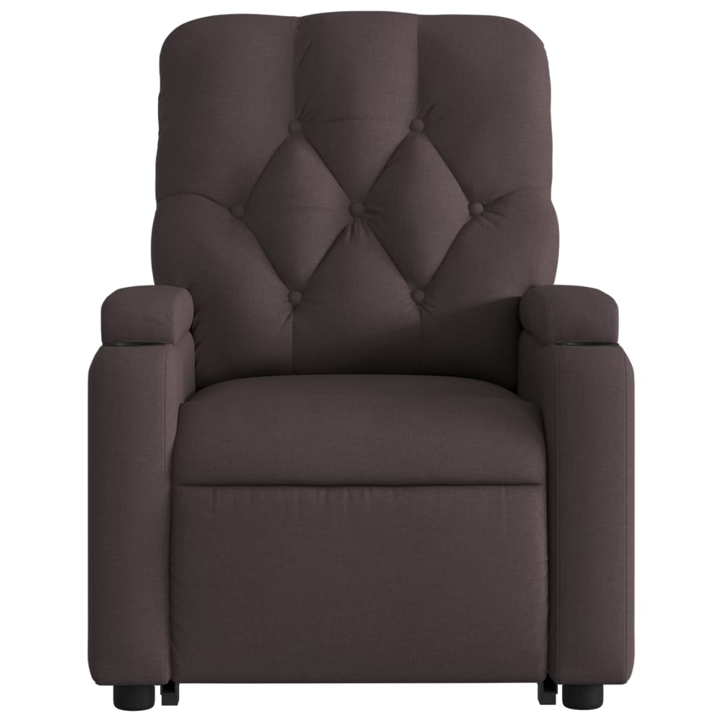 vidaXL Sillón masaje eléctrico reclinable elevable tela marrón oscuro