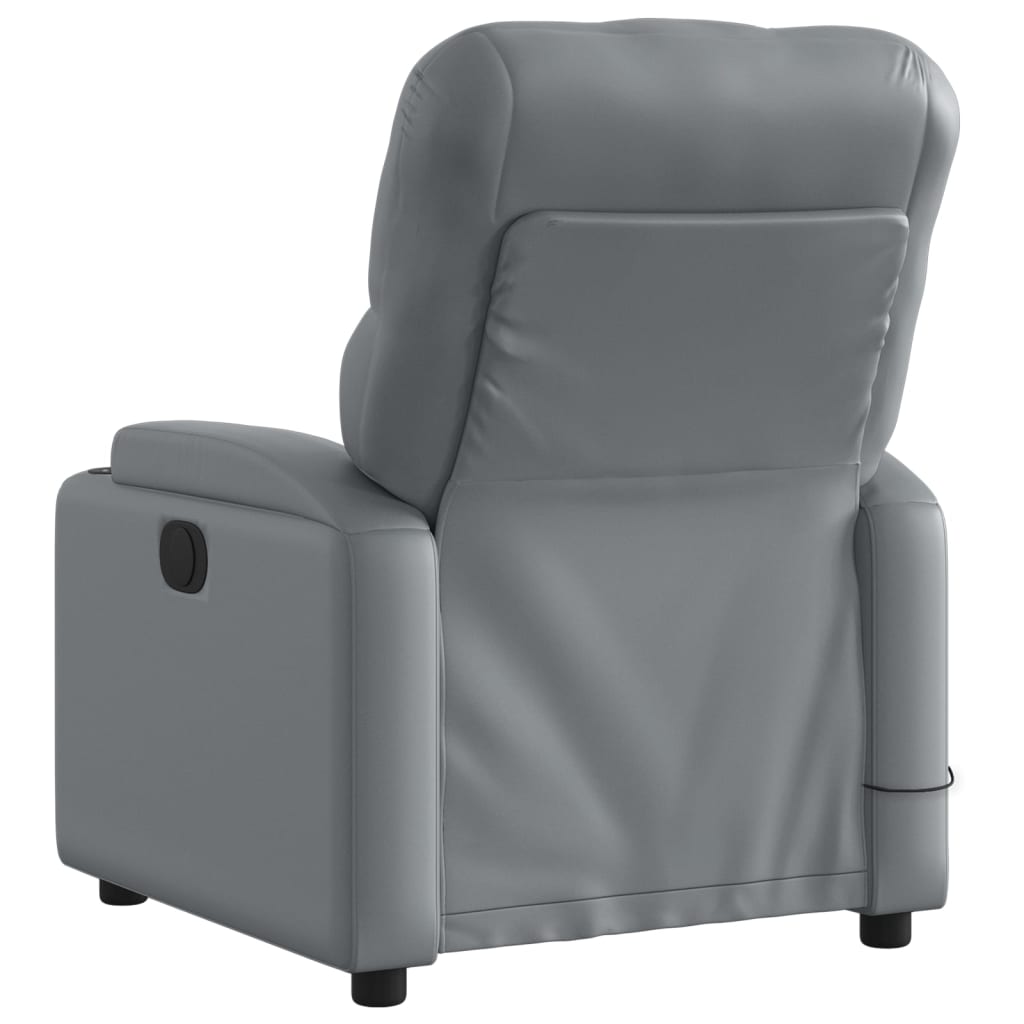 vidaXL Sillón de masaje reclinable eléctrico cuero sintético gris