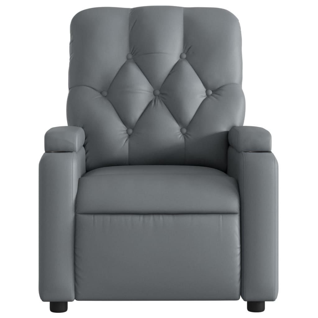 vidaXL Sillón de masaje reclinable eléctrico cuero sintético gris