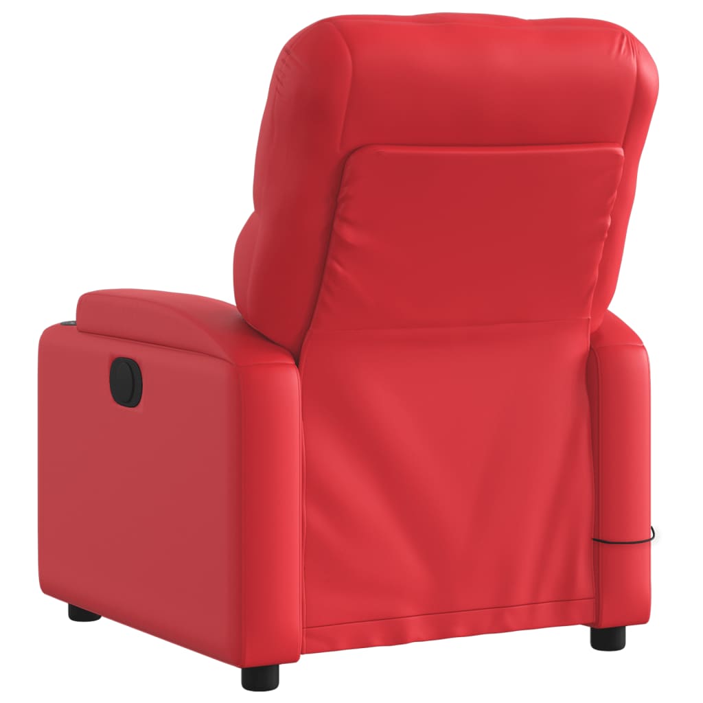 vidaXL Sillón de masaje reclinable eléctrico de cuero artificial rojo