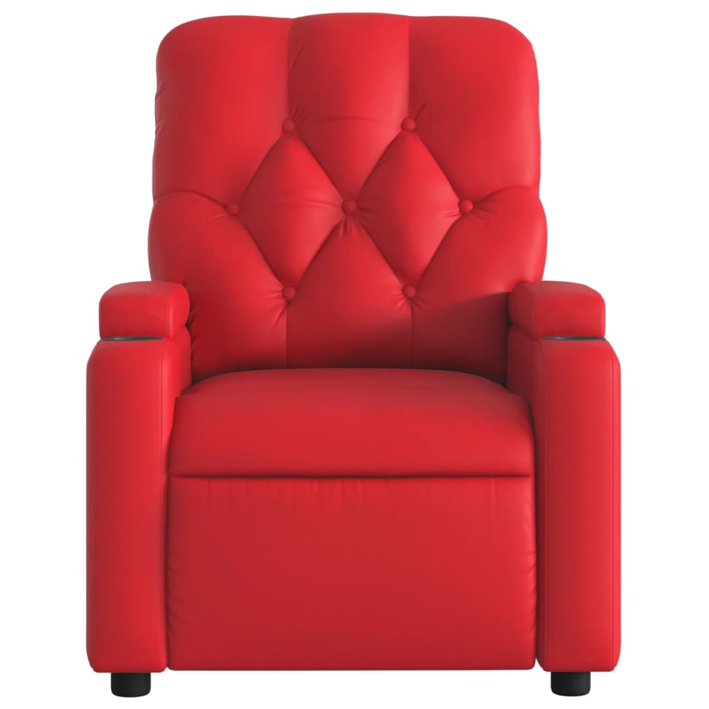 vidaXL Sillón de masaje reclinable eléctrico de cuero artificial rojo